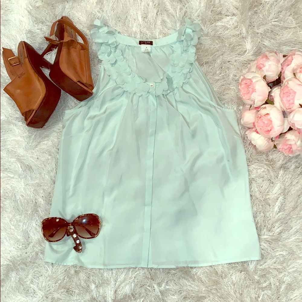 NWOT J. Crew Mint Silk Sleeveless Petal Blouse (M)